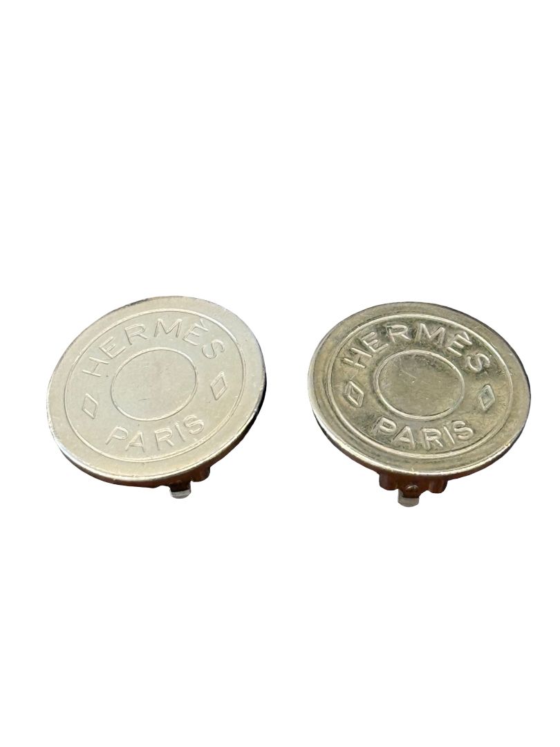 Hermes Gold-toned Engraved Clou De Selle Clip On Earrings.