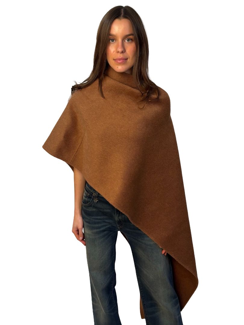 Scanlan Theodore Camel Wool/Alpaca Cape Top. Size: O/S