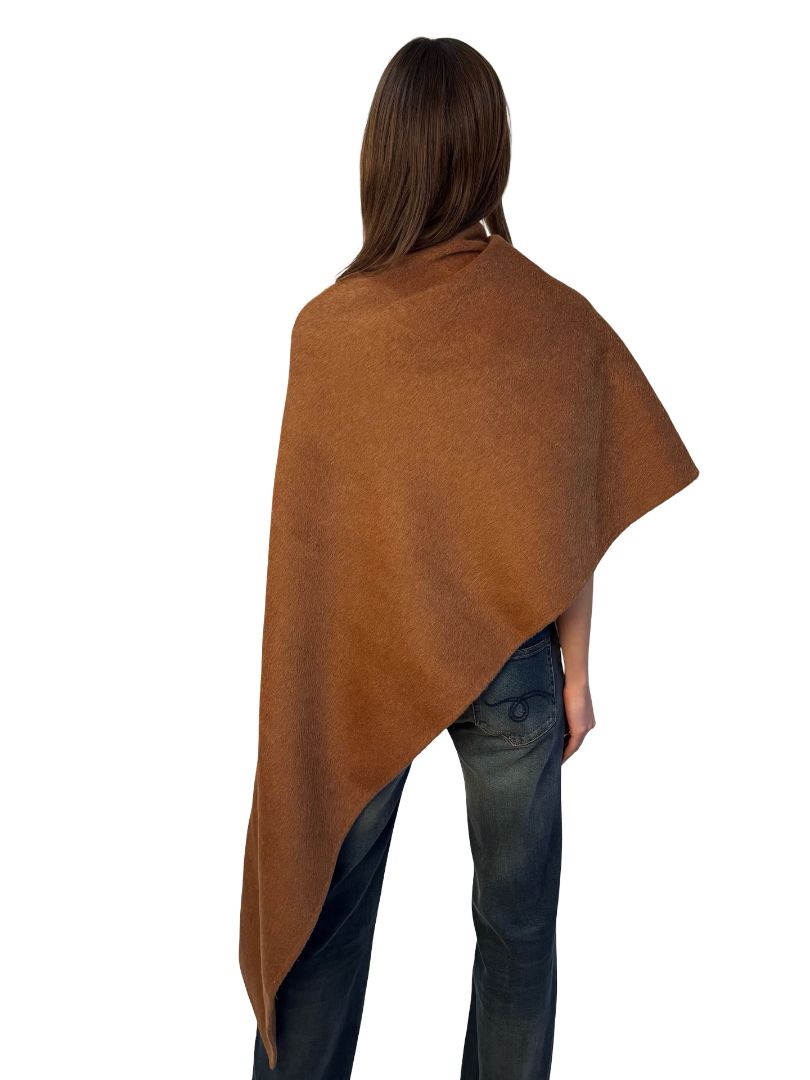 Scanlan Theodore Camel Wool/Alpaca Cape Top. Size: O/S