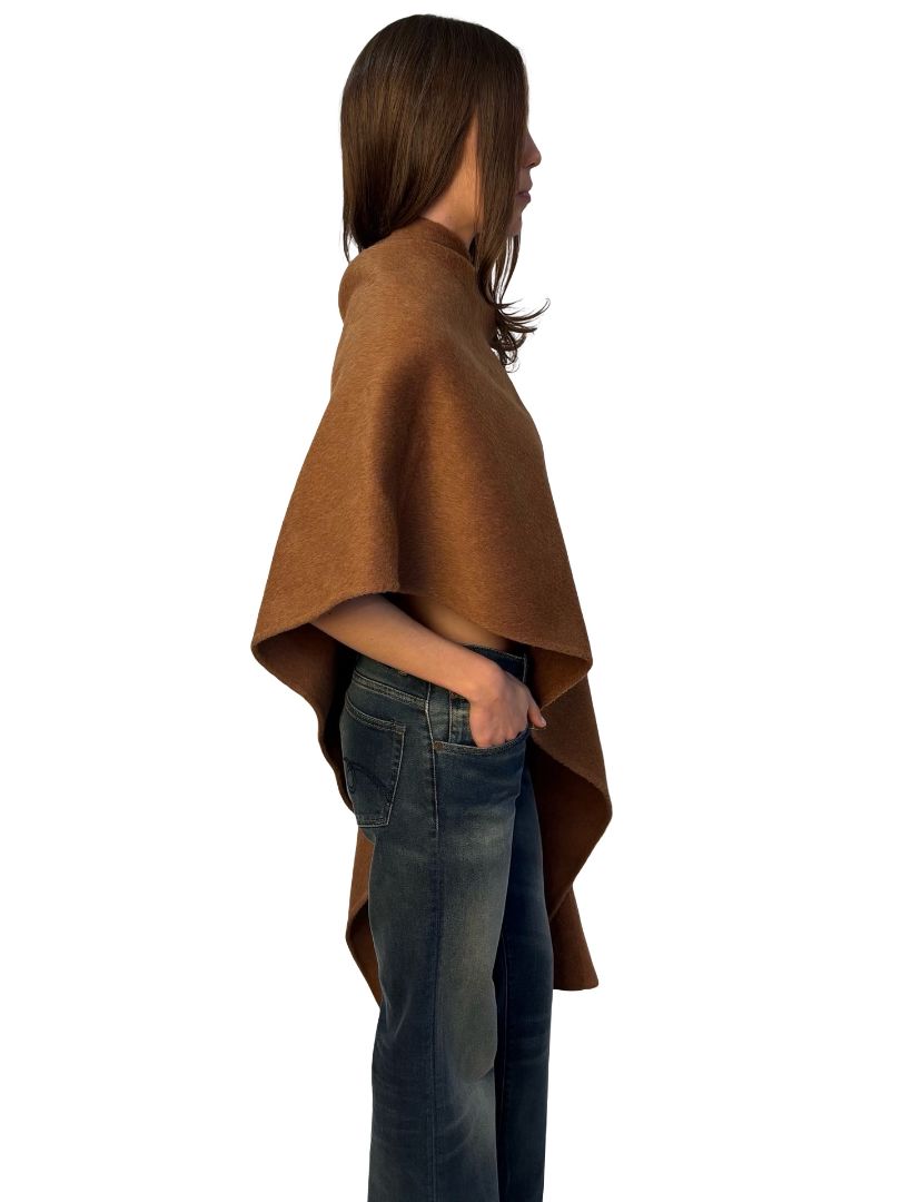 Scanlan Theodore Camel Wool/Alpaca Cape Top. Size: O/S