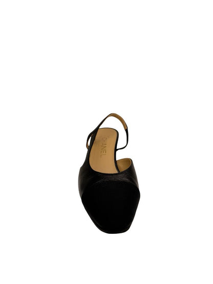 Chanel Black Block Heel CC Slingbacks. Size: 38