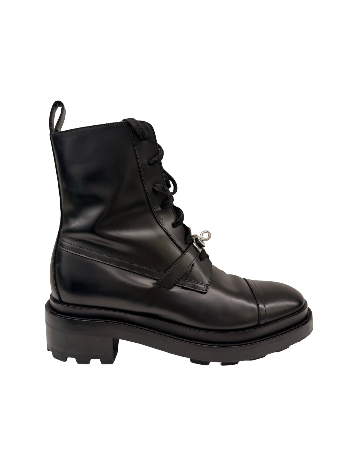 Hermes Black Funk Kelly Buckle Calfskin Ankle Boots. Size: 39
