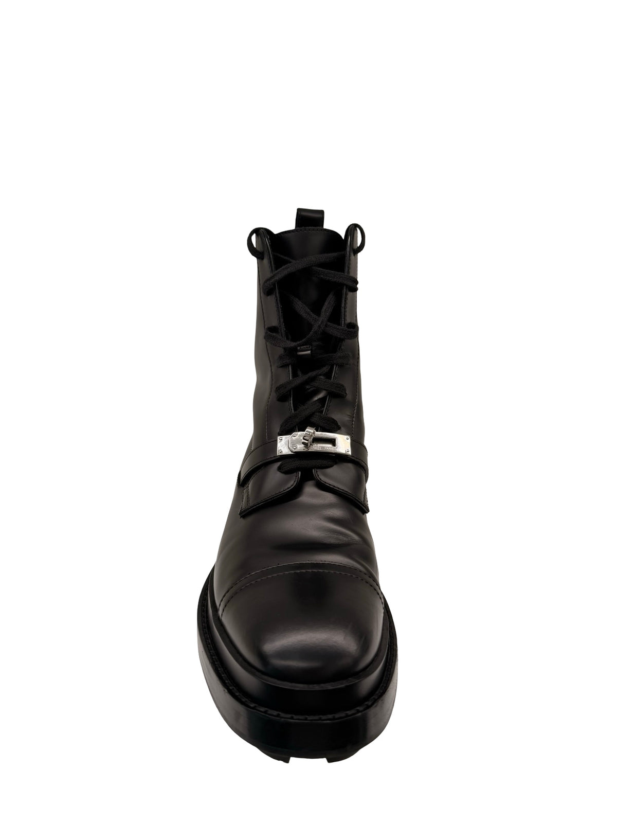Hermes Black Funk Kelly Buckle Calfskin Ankle Boots. Size: 39
