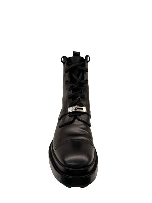 Hermes Black Funk Kelly Buckle Calfskin Ankle Boots. Size: 39