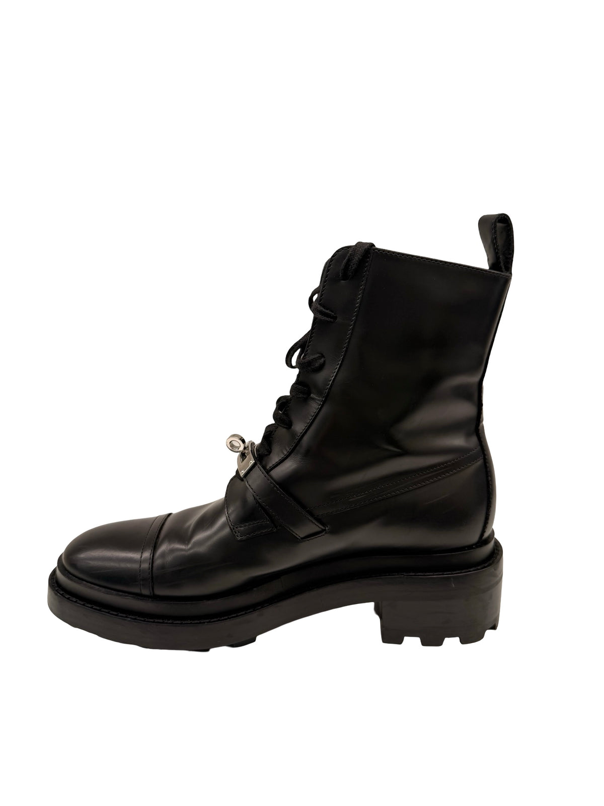 Hermes Black Funk Kelly Buckle Calfskin Ankle Boots. Size: 39