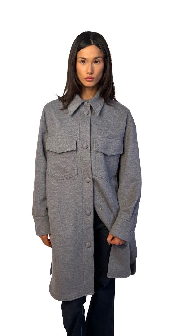 Stella McCartney Grey Wool Long Shacket. Size: 38