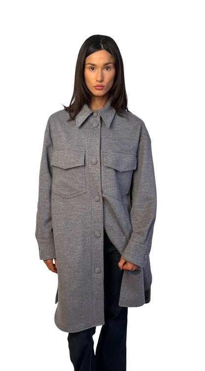Stella McCartney Grey Wool Long Shacket. Size: 38