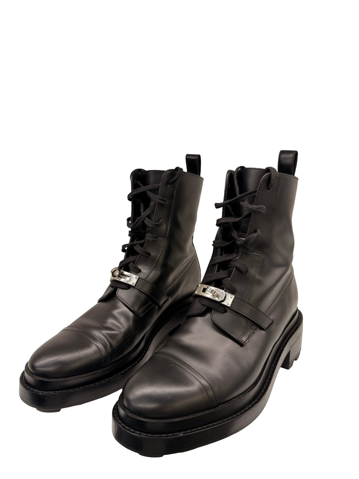 Hermes Black Funk Kelly Buckle Calfskin Ankle Boots. Size: 39