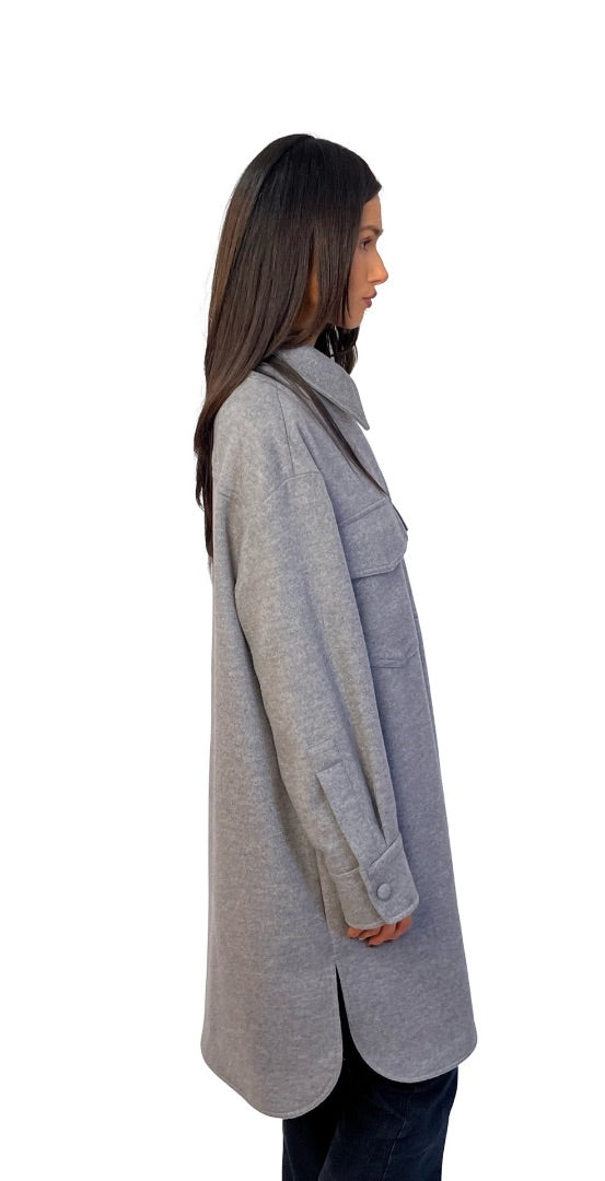 Stella McCartney Grey Wool Long Shacket. Size: 38