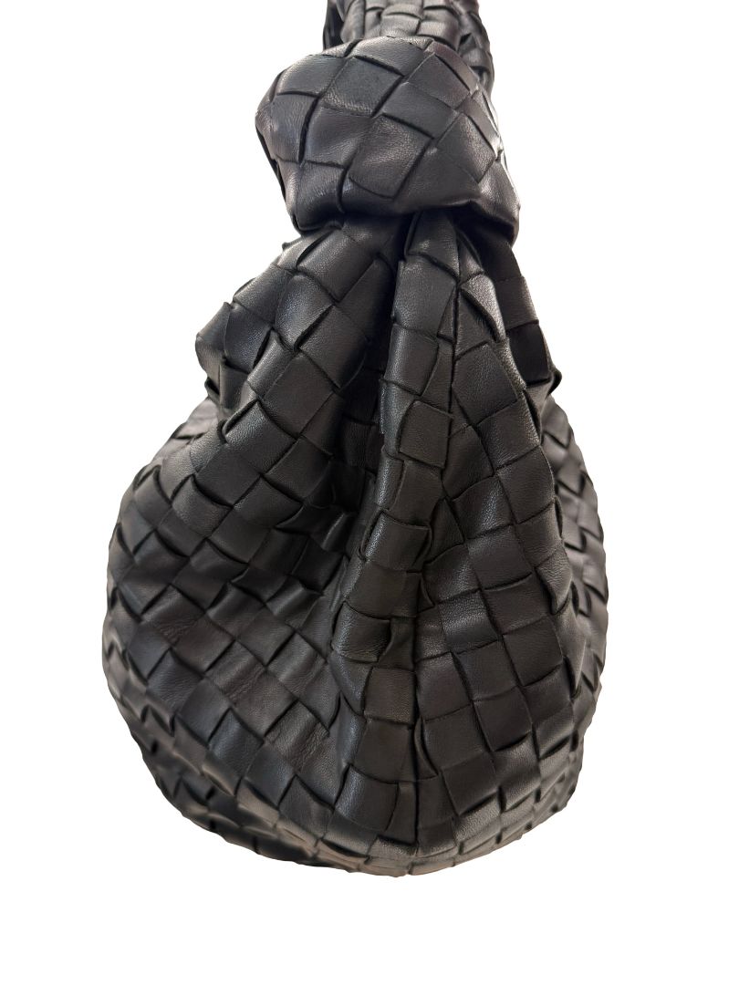 Bottega Veneta Black Jodie 'Classic' Shoulder Bag in Intrecciato Leather.