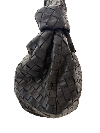 Bottega Veneta Black Jodie 'Classic' Shoulder Bag in Intrecciato Leather.