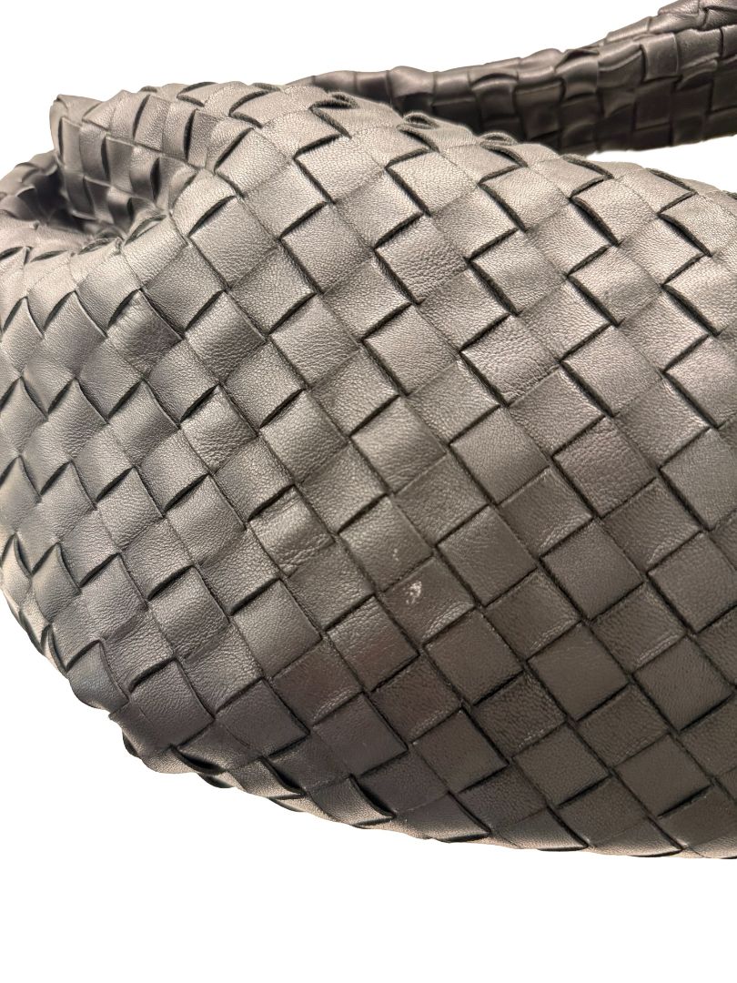 Bottega Veneta Black Jodie 'Classic' Shoulder Bag in Intrecciato Leather.