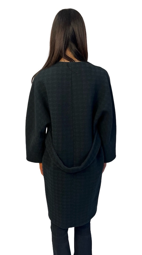 Scanlan Theodore Dark Green Houndstooth Wool Cocoon Coat. Size: S-M