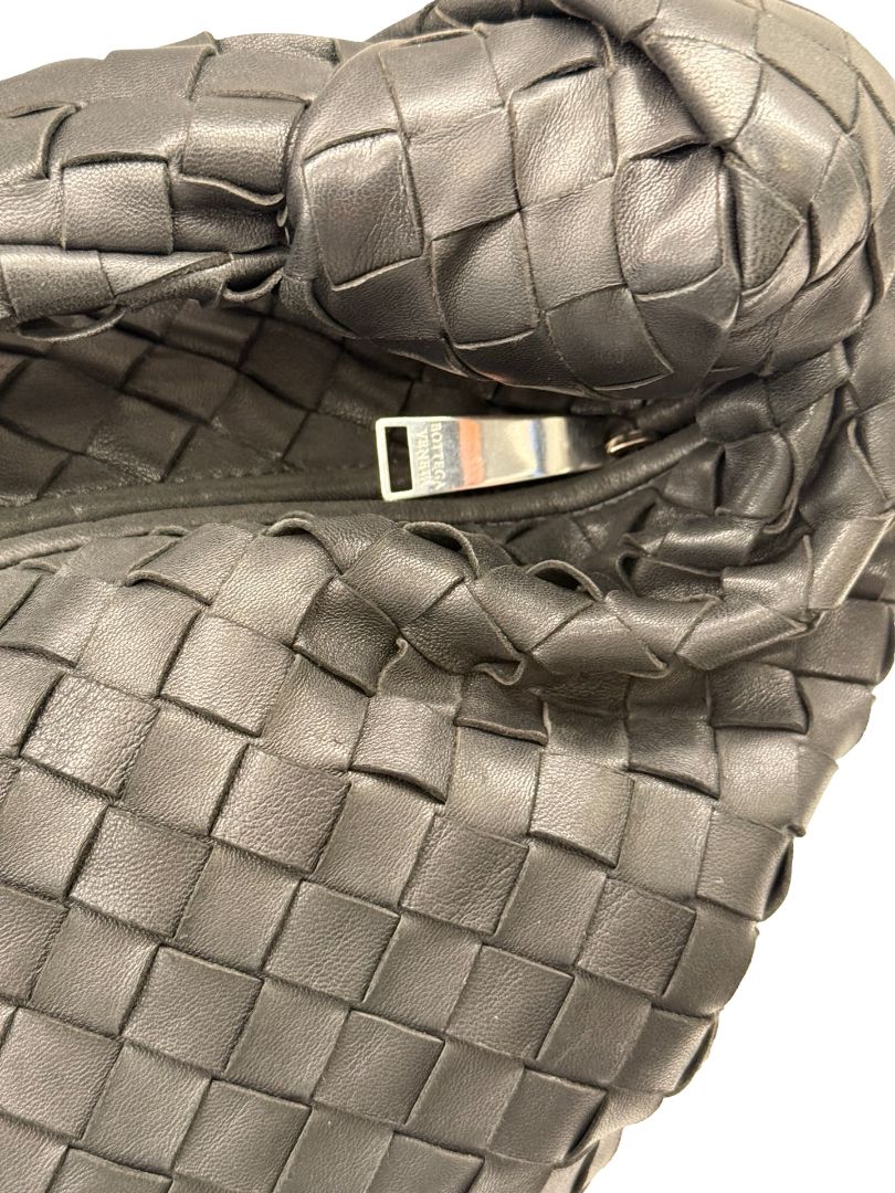 Bottega Veneta Black Jodie 'Classic' Shoulder Bag in Intrecciato Leather.