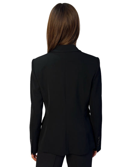 Bogner Black Wool Single Breasted Pocket Blazer. Size: 12