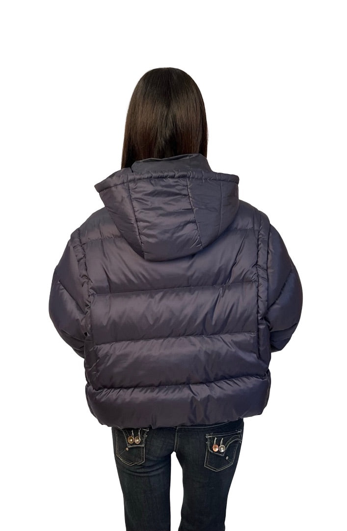 Scanlan Theodore Navy Hooded Nylon Puffer Jacket. Size: S