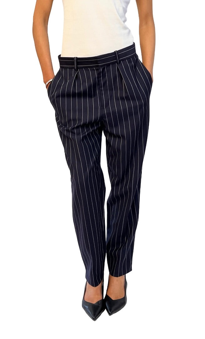 Polo Ralph Lauren Navy Wool Pinstripe Trouser. Size: 4 US