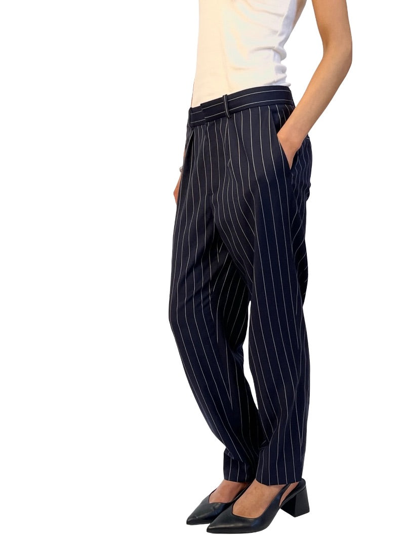 Polo Ralph Lauren Navy Wool Pinstripe Trouser. Size: 4 US
