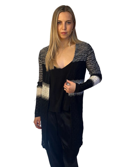 Missoni Black/White Two Tone Open Cardigan. Size: 42
