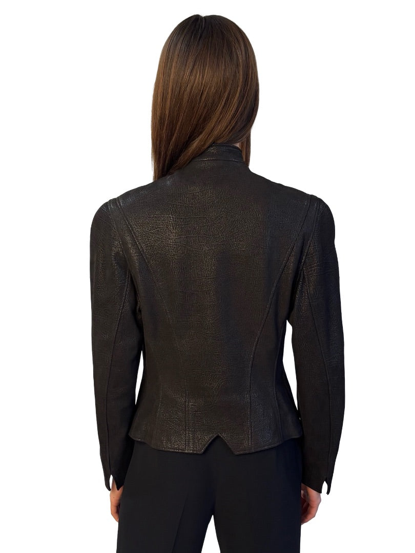 Manuela Walter Black Matte Shift Leather Jacket. Size: 38