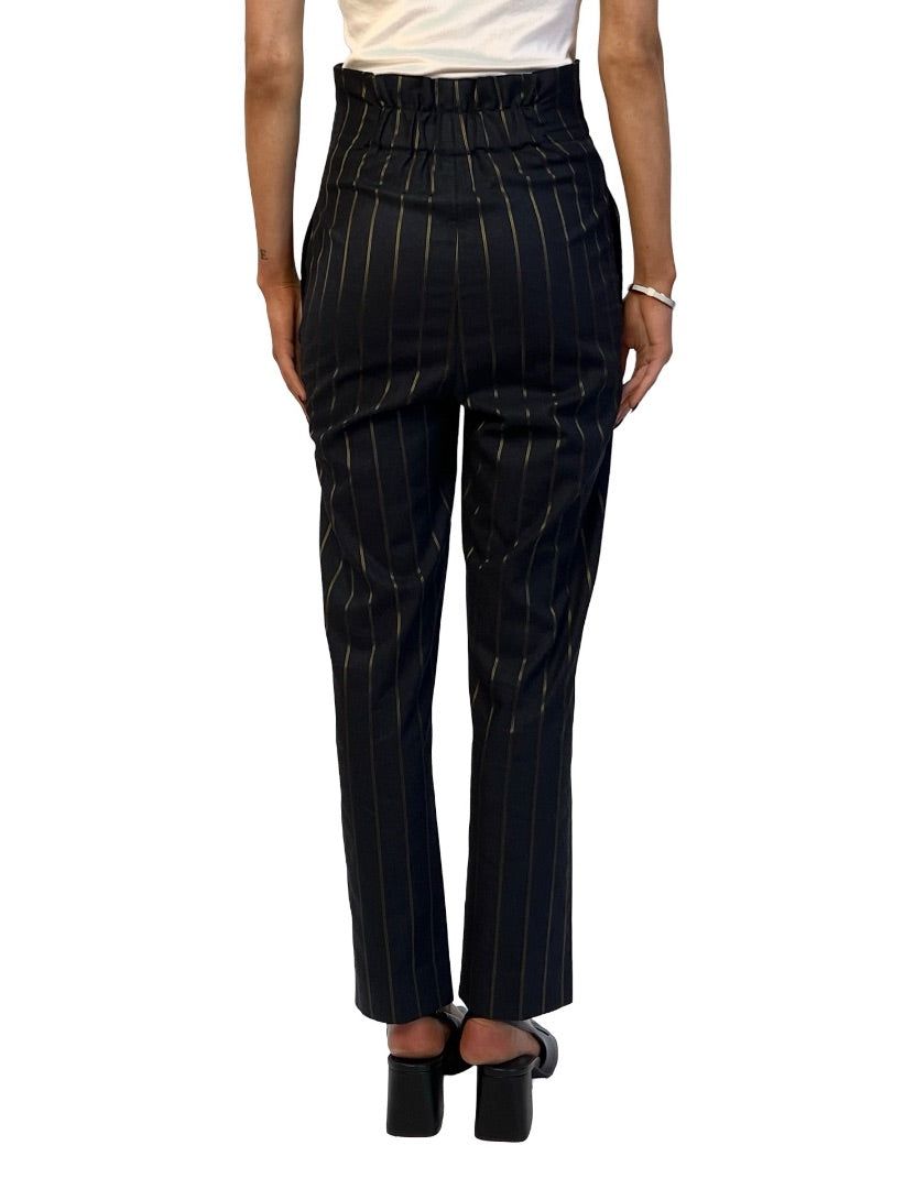 Scanlan Theodore Black/Gold Pinstripe Trouser. Size: 8
