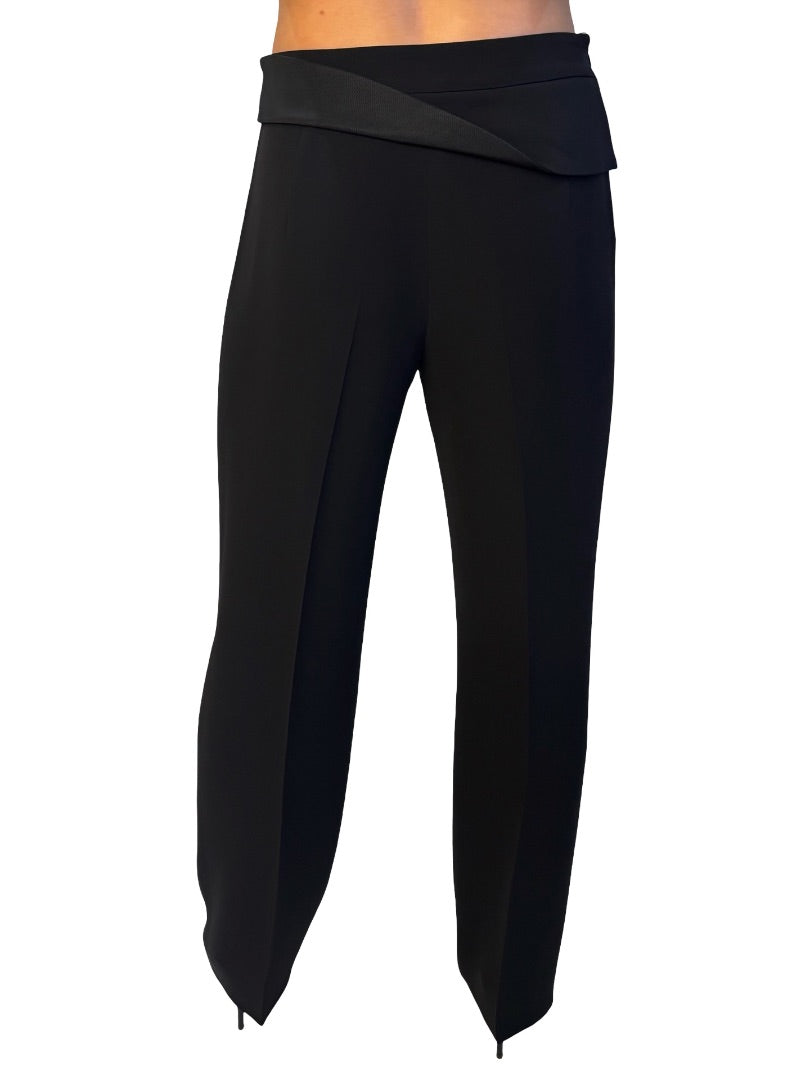 Giorgio Armani Black Silk Asymmetric Layered Waistband Trousers. Size: 40