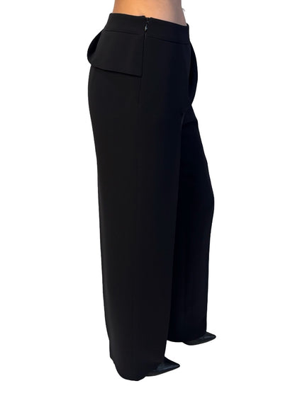 Giorgio Armani Black Silk Asymmetric Layered Waistband Trousers. Size: 40