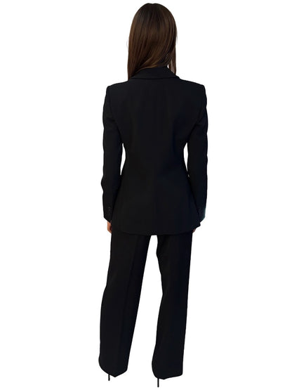 Armani Collezioni Black Wool Single Breasted Suit Set. Size: 42
