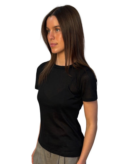 Kimmich Trikot Black Cashmere / Silk Sheer T-Shirt. Size: M
