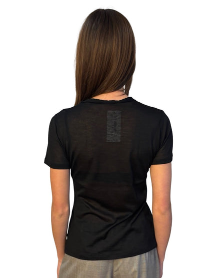 Kimmich Trikot Black Cashmere / Silk Sheer T-Shirt. Size: M