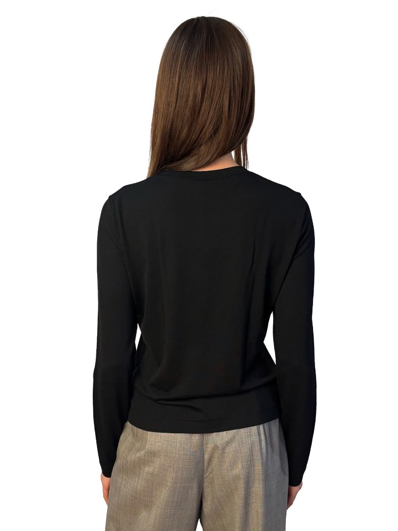 Toni Gard Black Wool Long Sleeve Top. Size: L