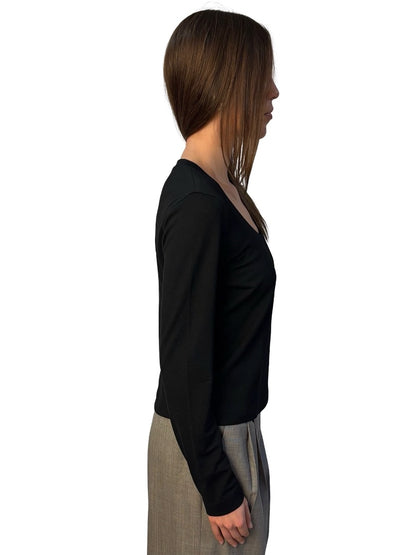 Toni Gard Black Wool Long Sleeve Top. Size: L