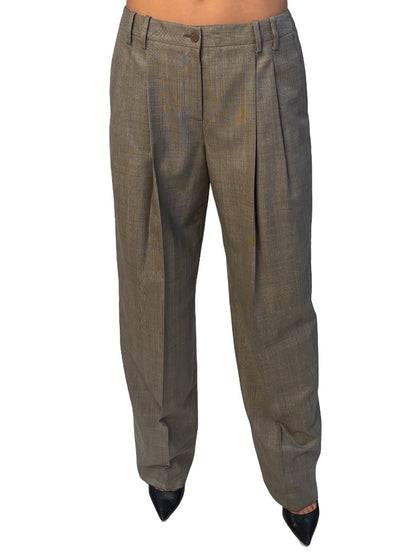Giorgio Armani Grey Plaid Trousers w/ Double Belt Loop. Size: 42
