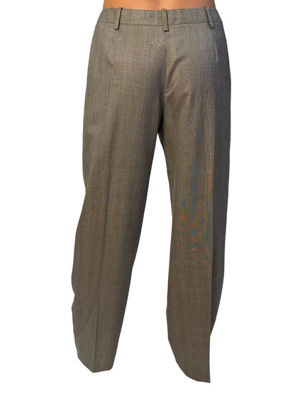 Giorgio Armani Grey Plaid Trousers w/ Double Belt Loop. Size: 42