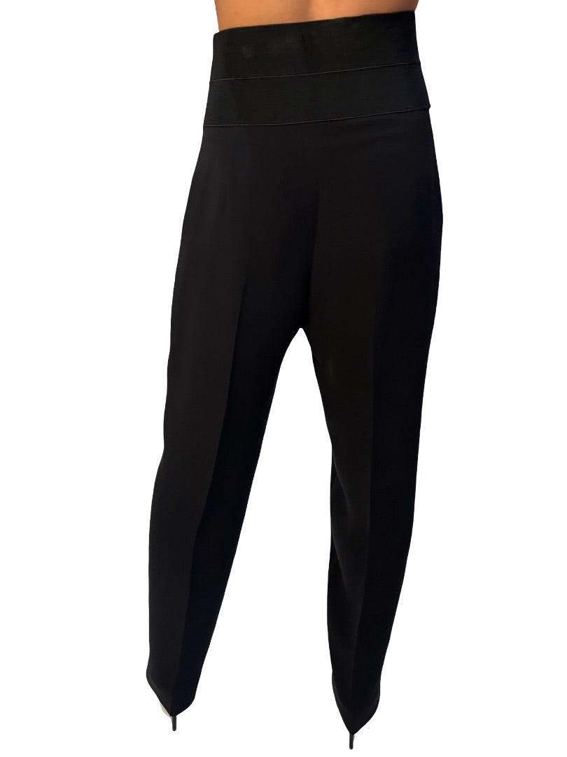 Giorgio Armani Black Elastic Waistband Pleated Pant. Size: 40