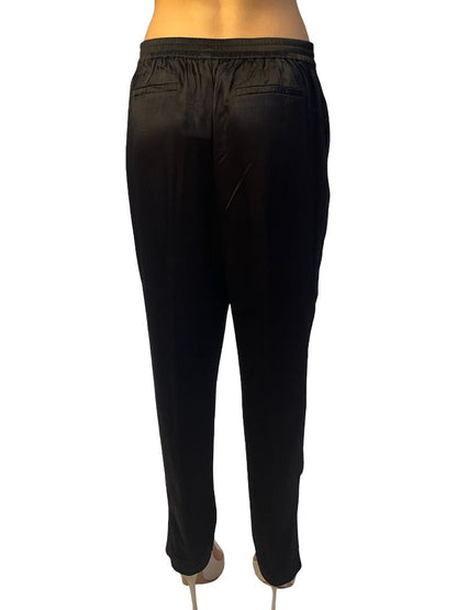 Husk Black Ankle Split Satin Pants. Size: 12