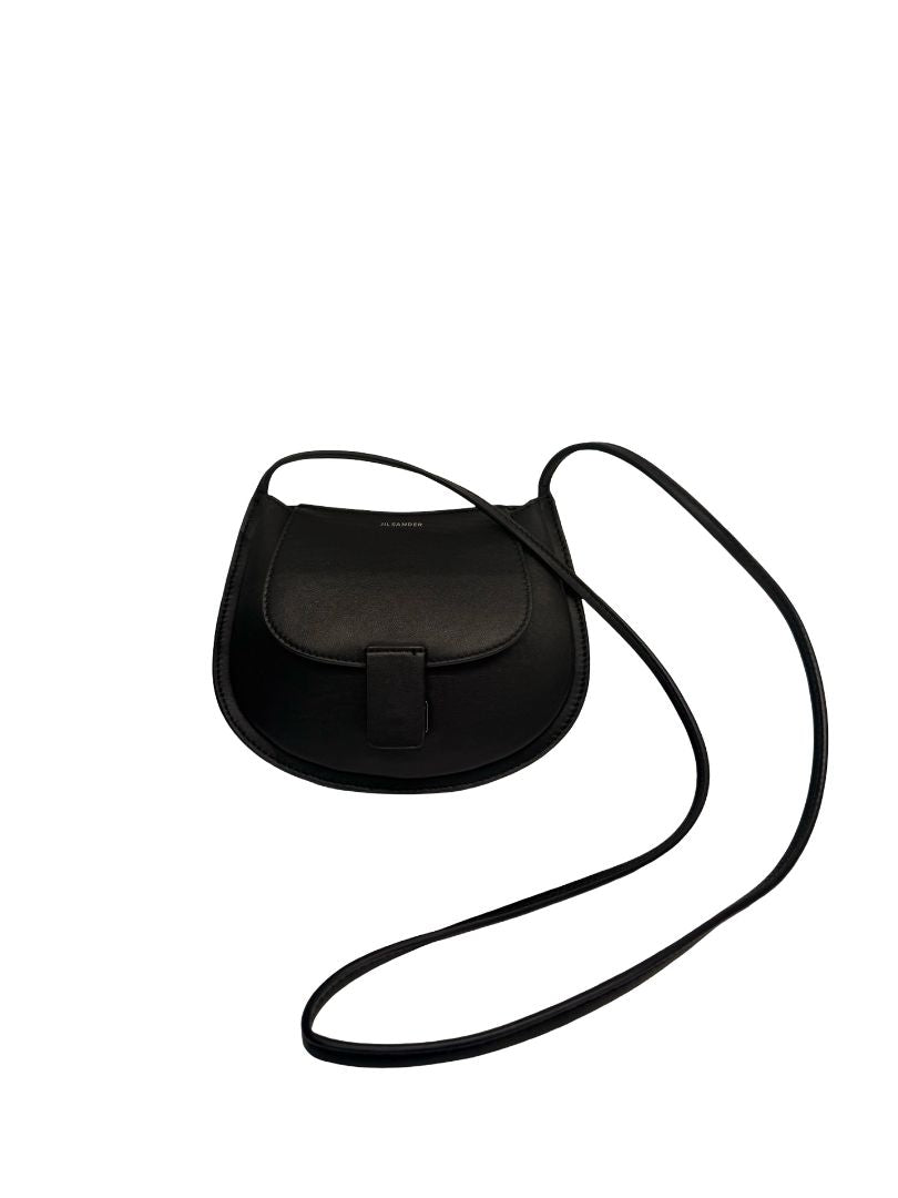 Jil Sander Black Mini 'Crescent' Crossbody Bag.