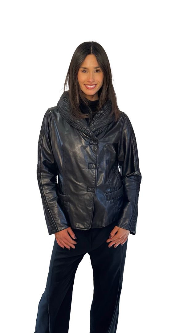 Sylvie Schimmel Paris Black Soft Calf Leather Jacket. Size: 42
