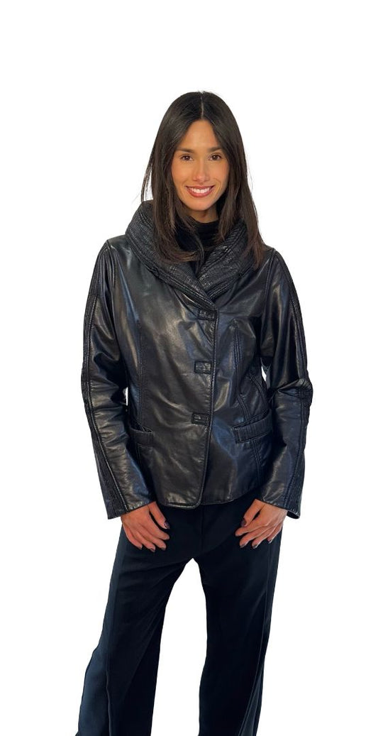 Sylvie Schimmel Paris Black Soft Calf Leather Jacket. Size: 42