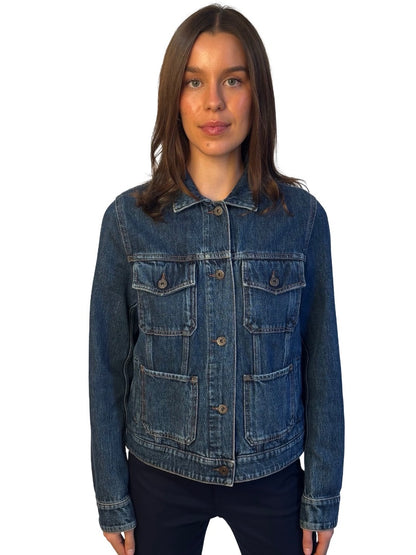 Weekend MaxMara Blue Wash Denim Jacket. Size: 42
