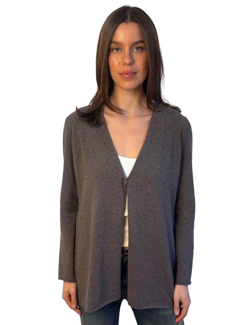 Fabiana Filippi Grey Wool Blend Twist Button Cardigan. Size: 46