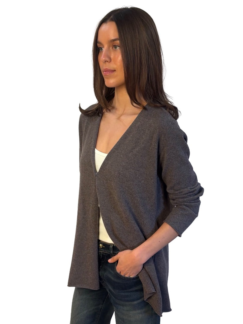 Fabiana Filippi Grey Wool Blend Twist Button Cardigan. Size: 46
