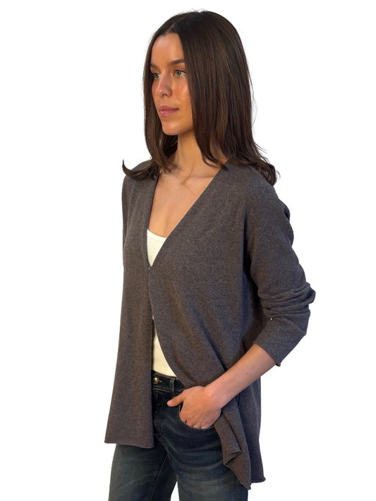 Fabiana Filippi Grey Wool Blend Twist Button Cardigan. Size: 46