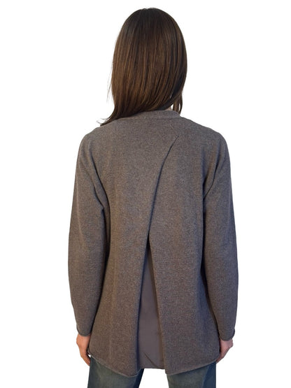Fabiana Filippi Grey Wool Blend Twist Button Cardigan. Size: 46