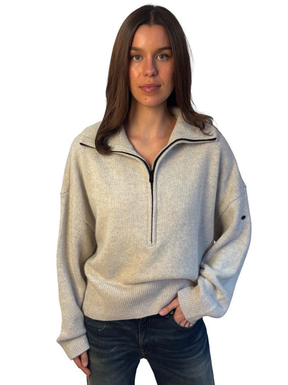 Goldbergh Neutral Alpaca/Wool 3 Quarter Zip. Size: XL