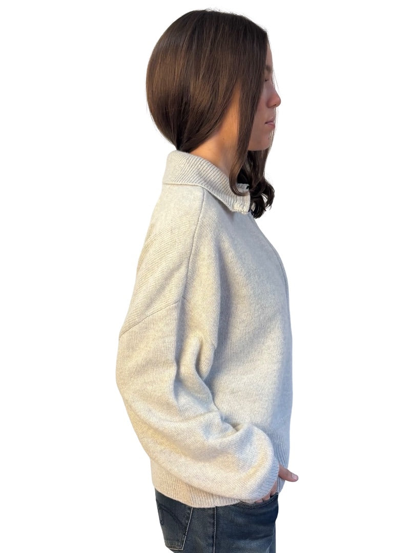 Goldbergh Neutral Alpaca/Wool 3 Quarter Zip. Size: XL