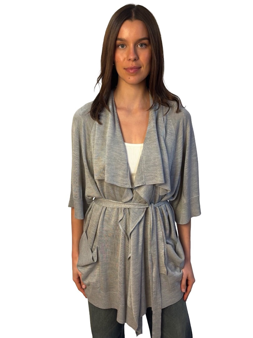 MaxMara Grey Silk Knit Cardigan. Size: S