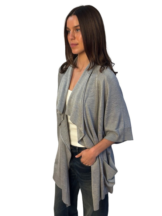 MaxMara Grey Silk Knit Cardigan. Size: S