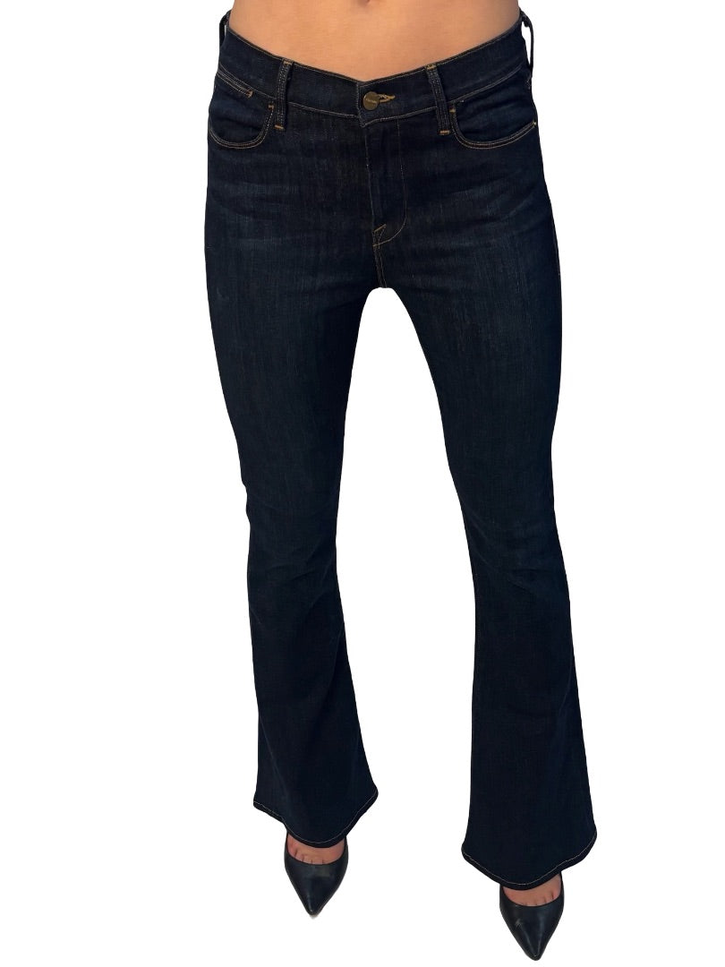 Frame Indigo High Rise Flare Jeans. Size: 29