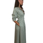 Jonathan SimKhai Sage Green 3/4 Sleeve, Maxi Length Dress, Back Cutout, Button Down, Collared. Size: 1